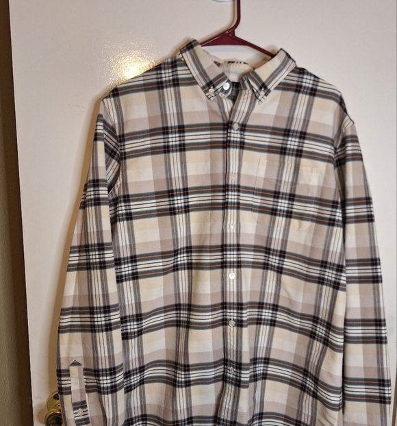 L.L. Bean Other - LL Bean Men's Plaid Shirt - Beige and Black